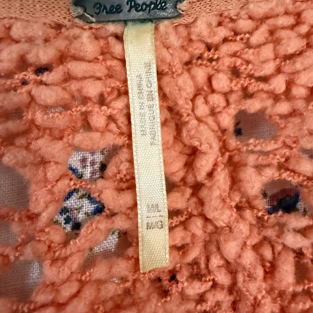 Free People Chunky Knit Open Cardigan Coral Size M/L Boho